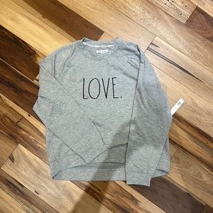 New Rae Dunn LOVE Sweatshirt XL Grey Women